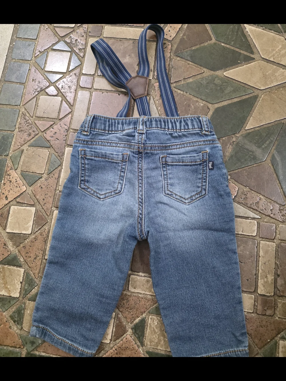 Baby B’gosh Knit Denim Jeans with Suspenders Lot Of 2 3/6  Month